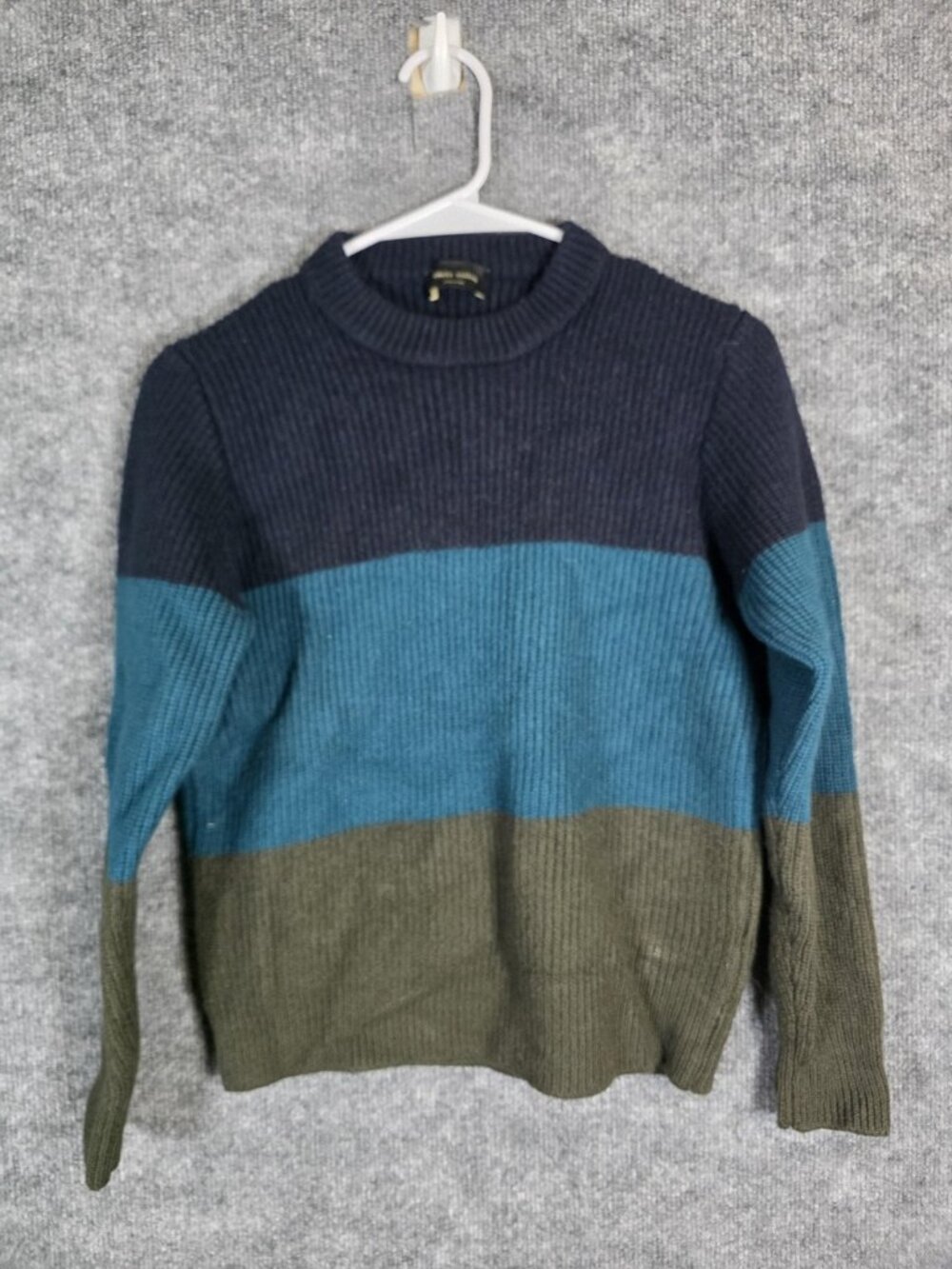 Roberto Collina Sweater Mens Small Blue Green Wool Crewneck Pullover Stains Lint